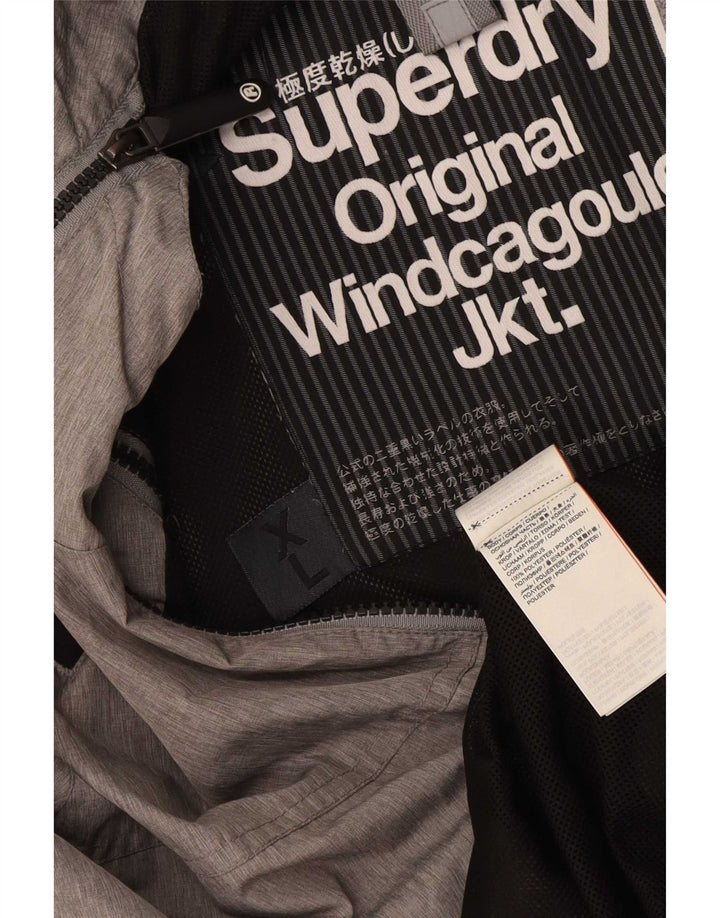 Superdry Windcagoule regnjakke med hætte til mænd UK 42 XL Grå polyester