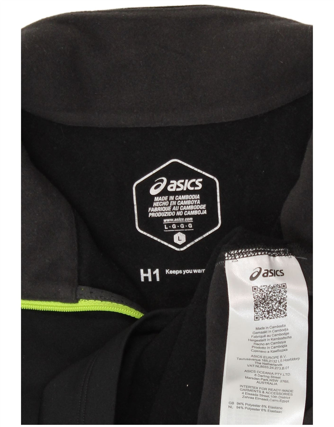 Asics Herre Zip Neck Pullover Træningsdragt Top Stor Sort Colourblock