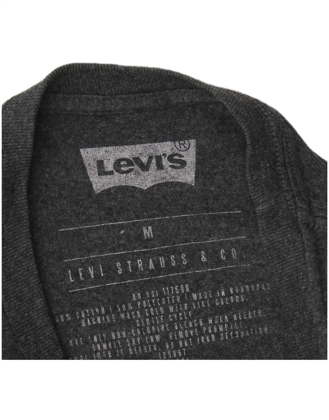 LEVI'S Mens Graphic Top Long Sleeve Medium Grey Cotton