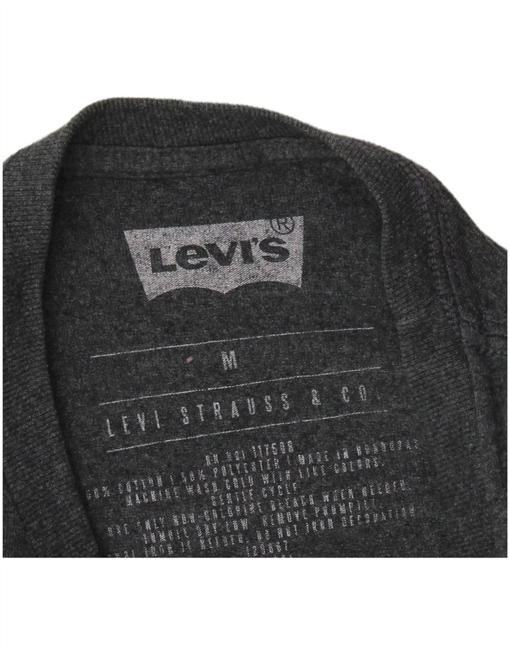 LEVI'S Mens Graphic Top Long Sleeve Medium Grey Cotton