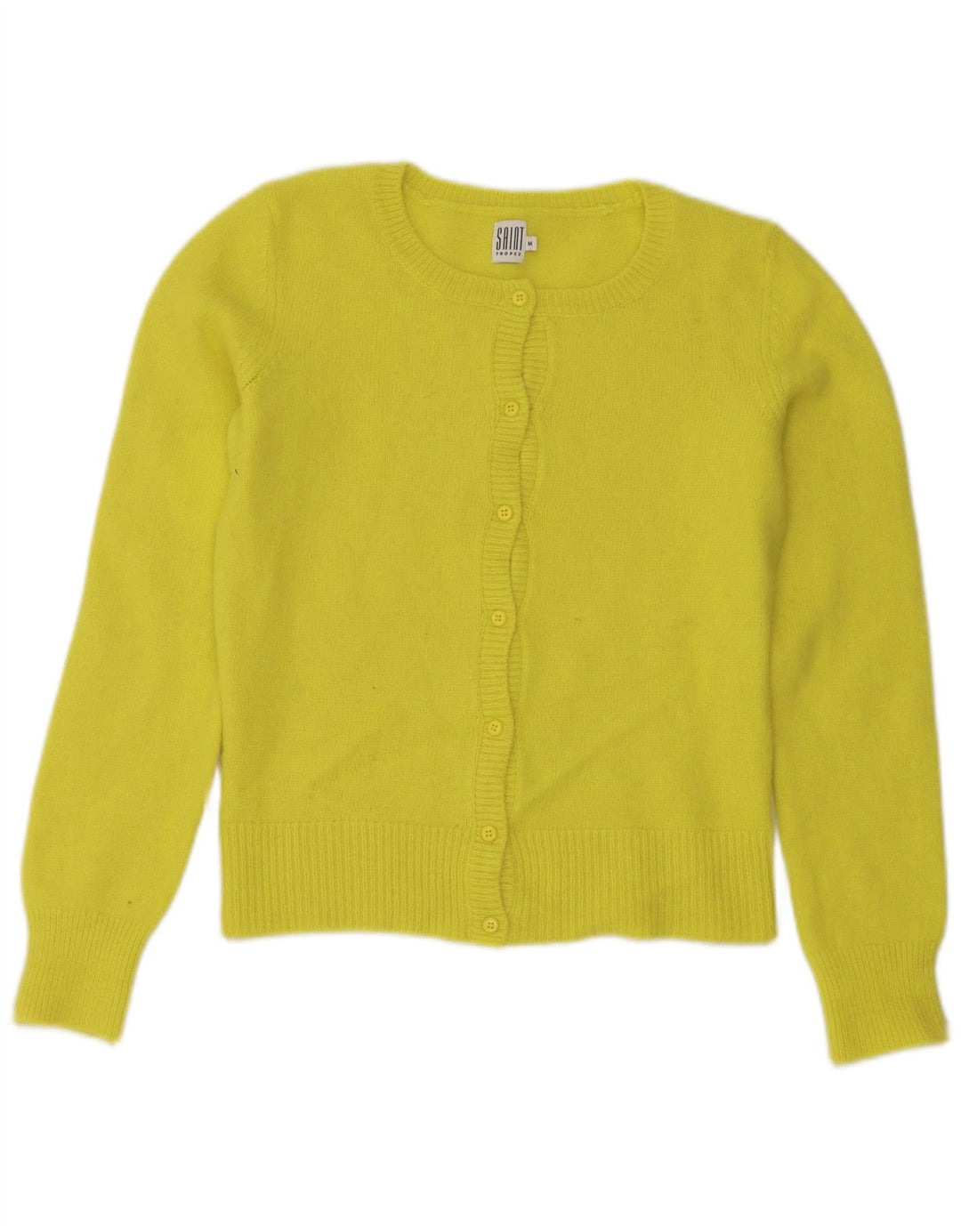 Saint Tropez Dame Cardigan Sweater UK 12 Medium Gul Polyamid