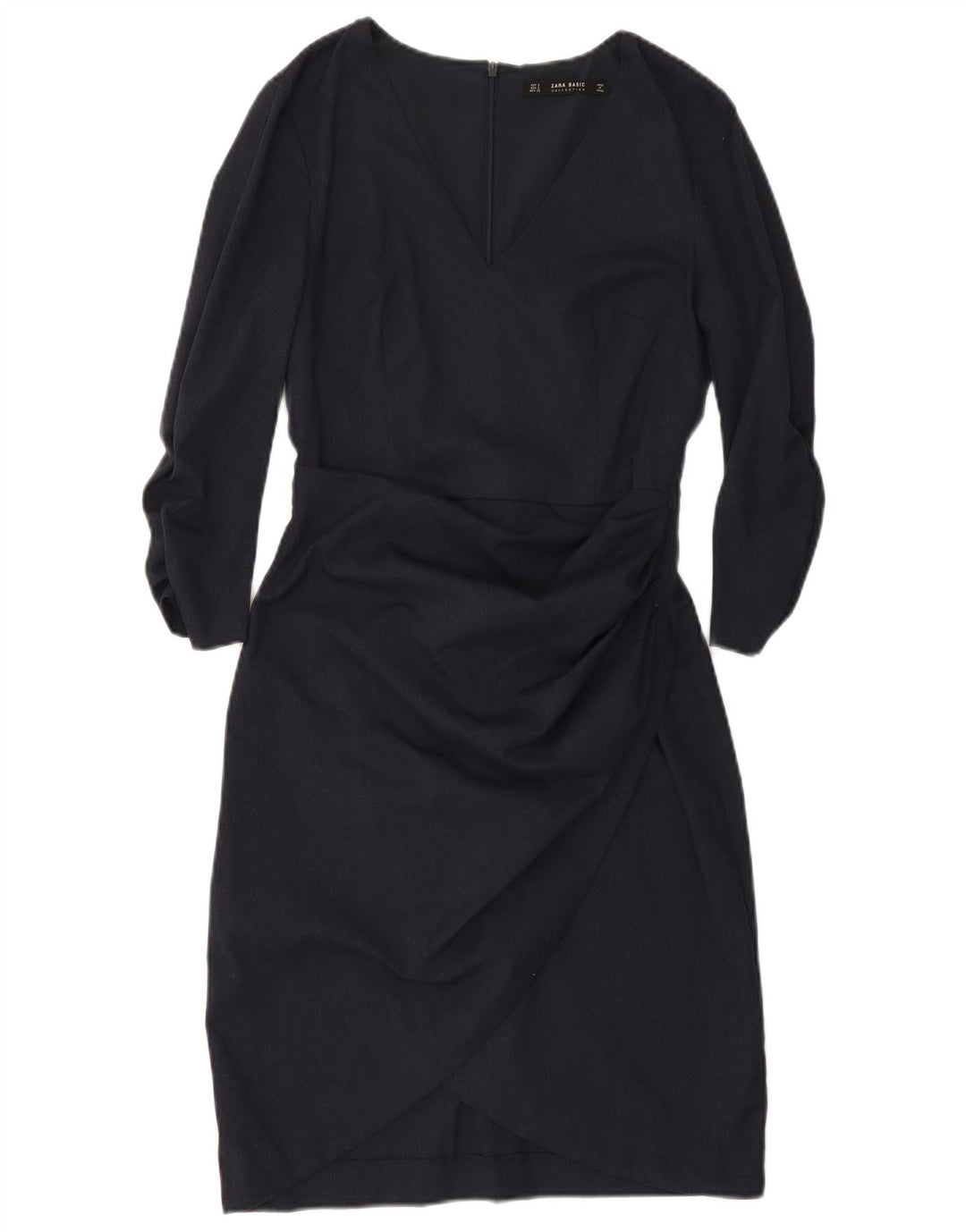 Zara Dame 3/4-ærmet Skede Kjole UK 10 Small Navy Blue Polyester