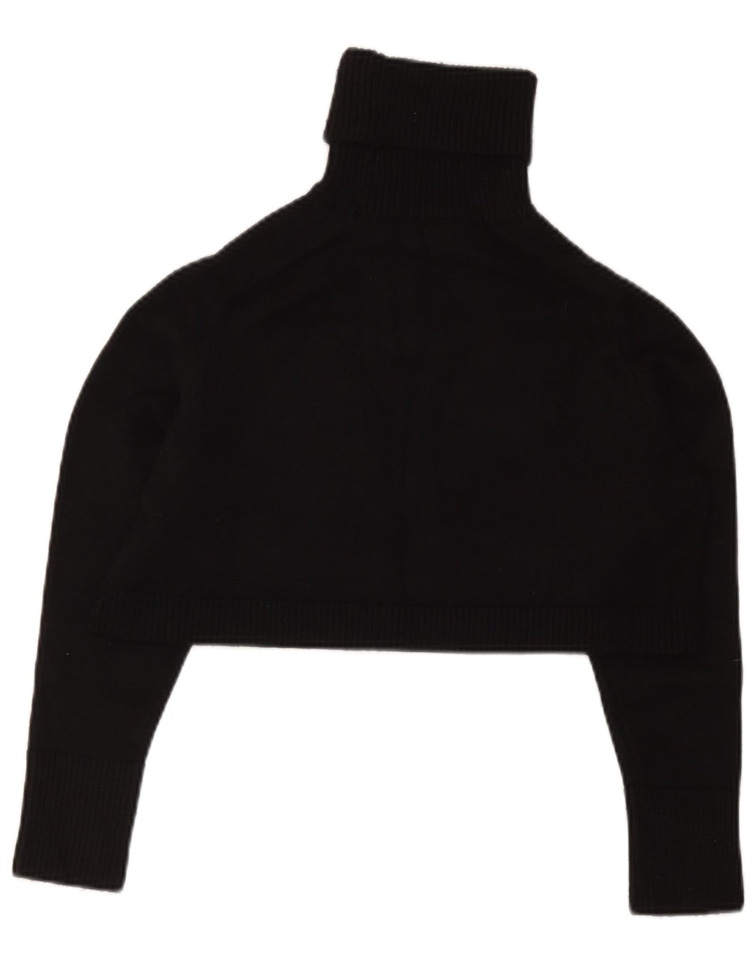 Zara Dame Roll Neck Crop Top UK 10 Small Black Viscose