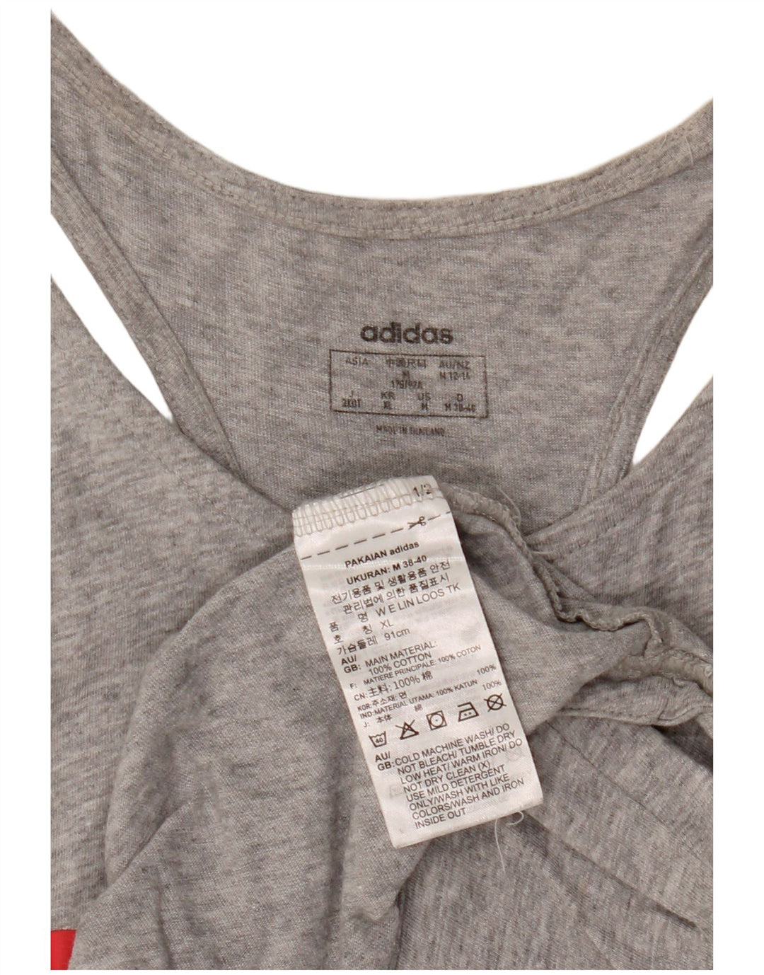 Adidas Dame Grafisk Vest Top UK 12/14 Medium Grey Bomuld