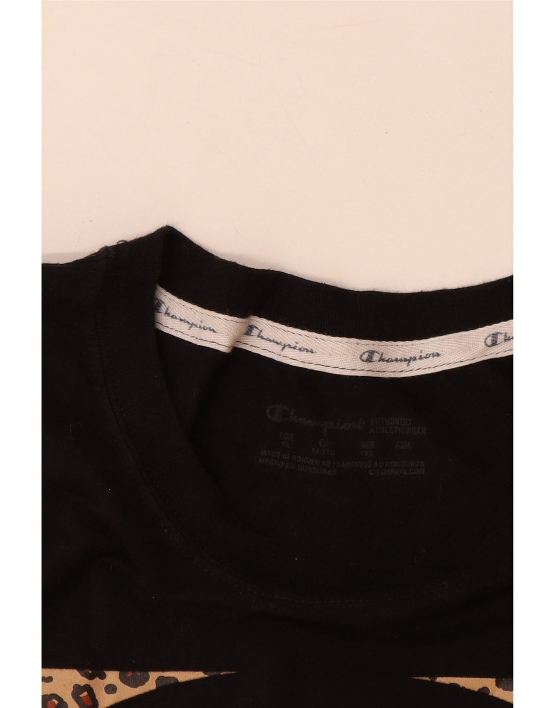 Champion Dame Grafisk T-Shirt Top UK 18 XL Sort Bomuld