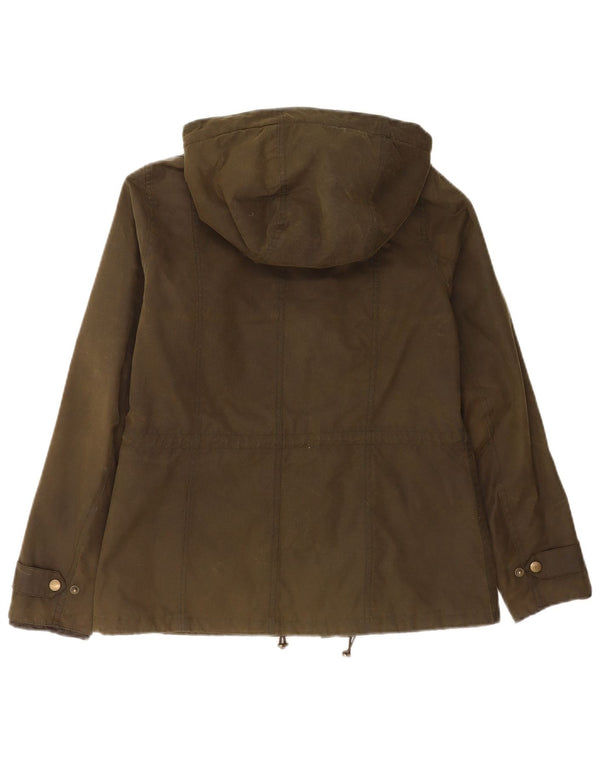 Barbour Dame Hætte Vokset Bomuldsjakke UK 12 Medium Khaki