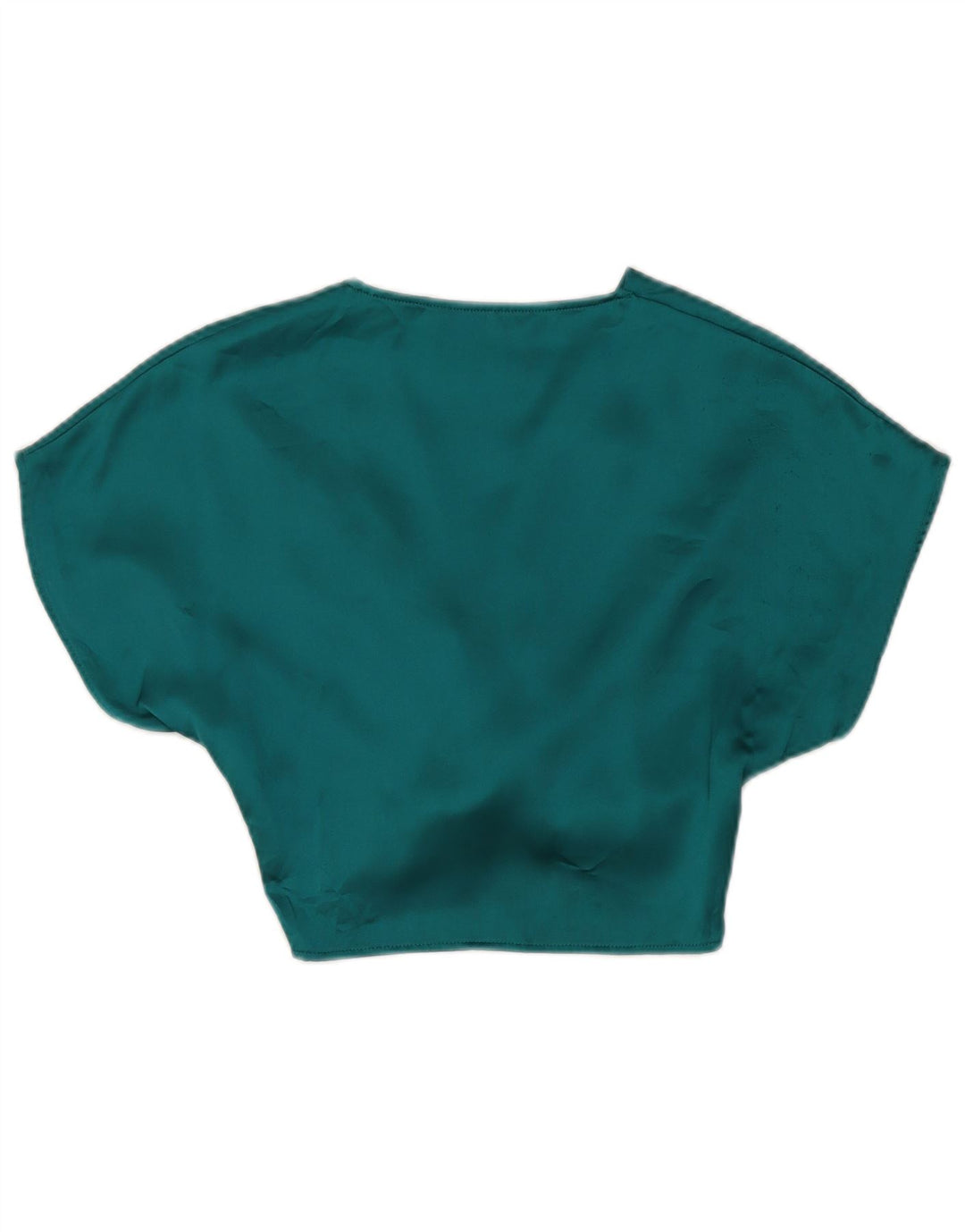 Zara Womens Crop Bluse Top UK 6 XS Grøn Polyester