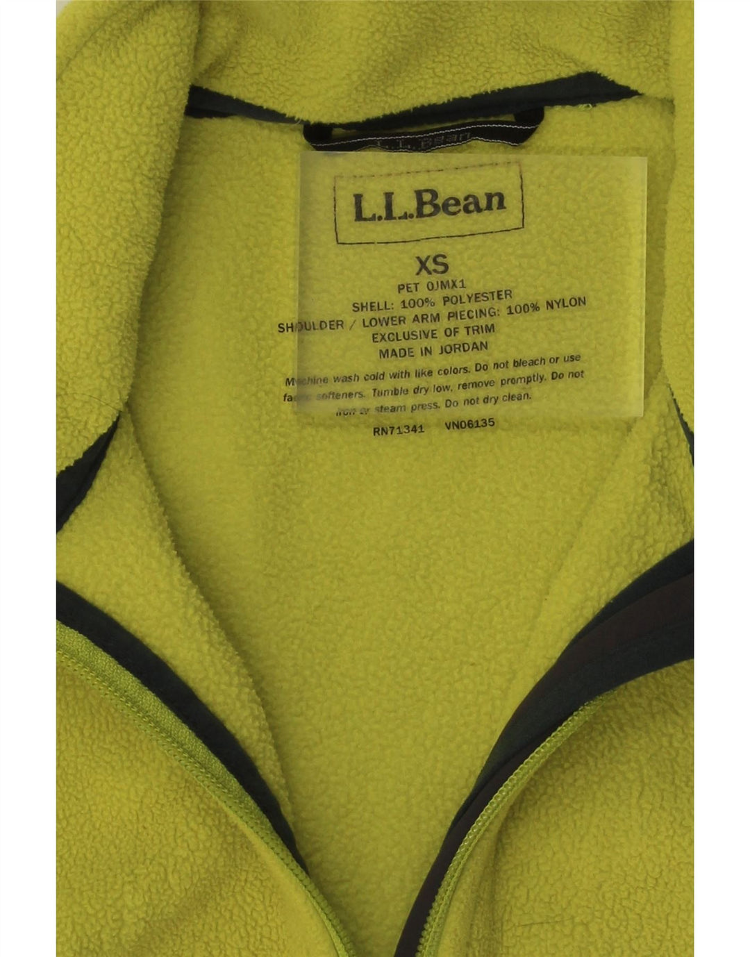 L.L.BEAN Mens Fleece Jacket UK 34 XS Green Colourblock Polyester Vintage L.L.Bean and Second-Hand L.L.Bean from Messina Hembry 