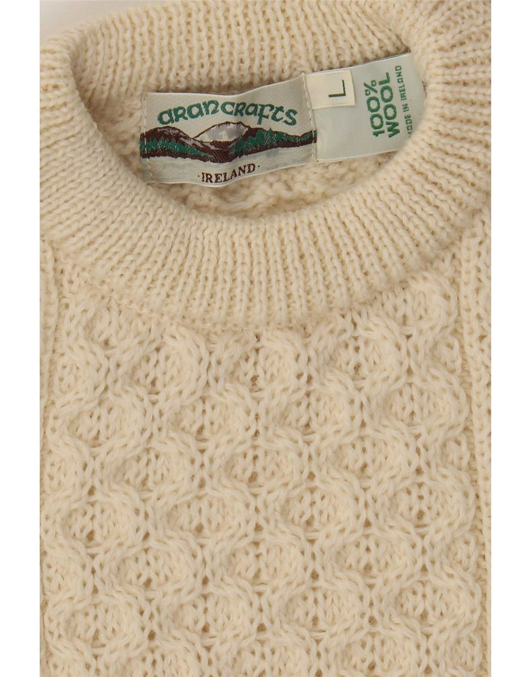 Aran Crafts Herre Crew Neck Jumper Sweater Stor Beige Uld