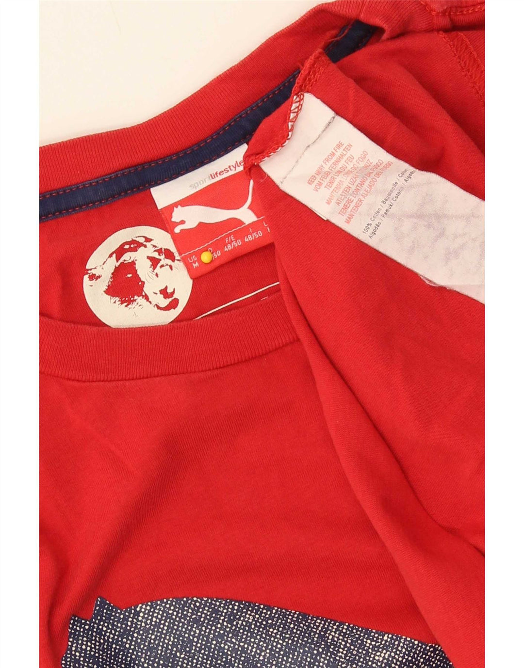 Puma Herre grafisk T-shirt Top Medium Rød Bomuld