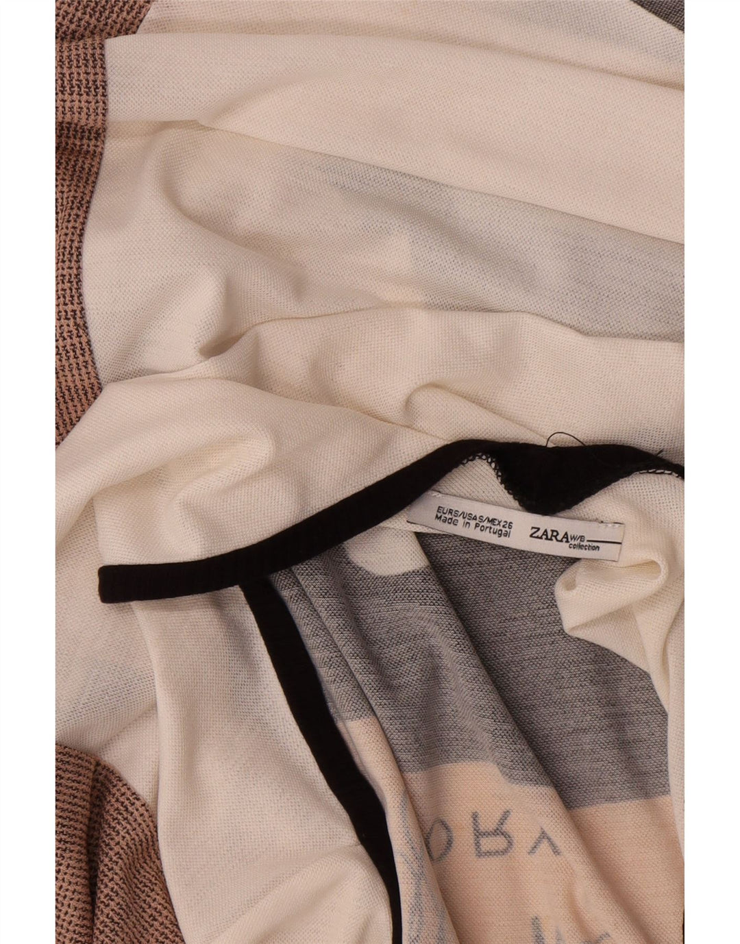 Zara Dame Oversized grafisk top 3/4 ærme UK 10 Small White