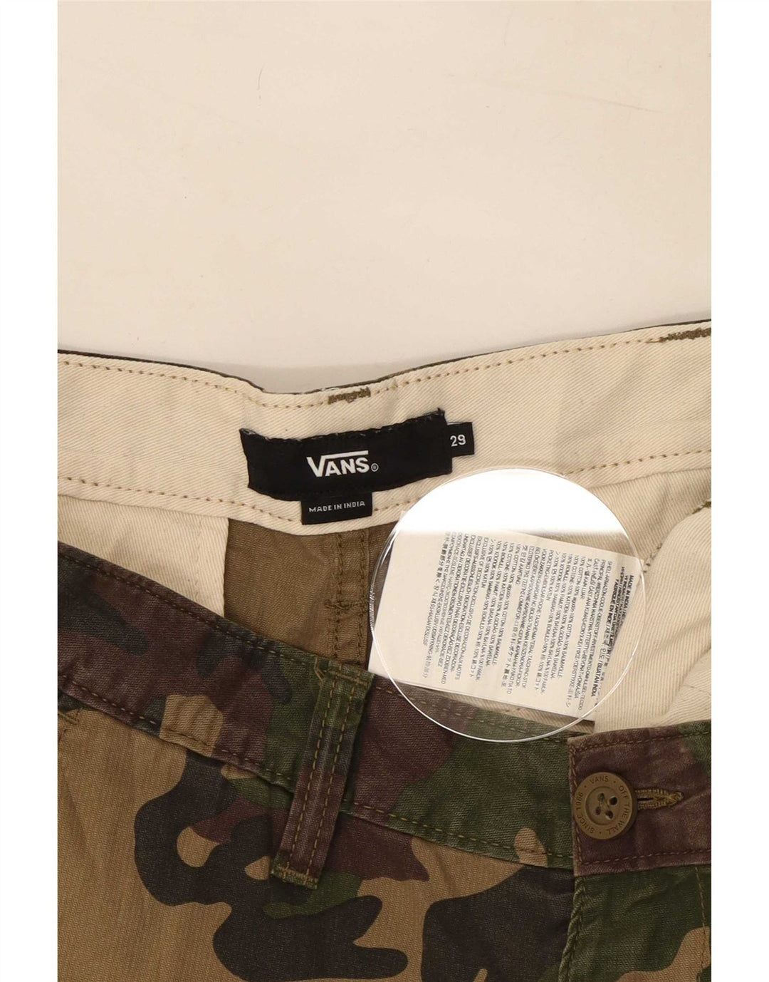 Vans Herre Cargo Shorts Små W29 Khaki Camouflage Bomuld