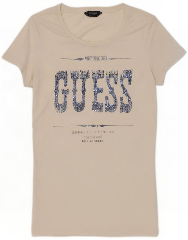 Guess Graphic T-Shirt Top UK 12 Medium White