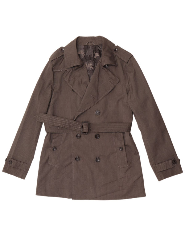 Vintage Trench Coat til mænd UK 36 lille grå polyester