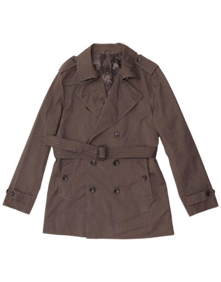 Vintage Trench Coat til mænd UK 36 lille grå polyester
