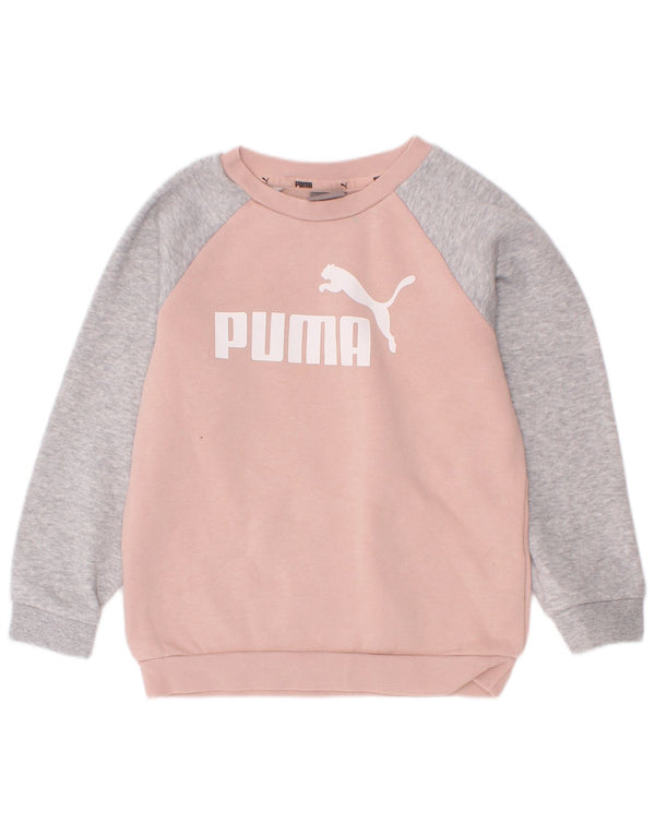 Puma Girls Graphic Sweatshirt Jumper 3-4 år Pink Colourblock Bomuld