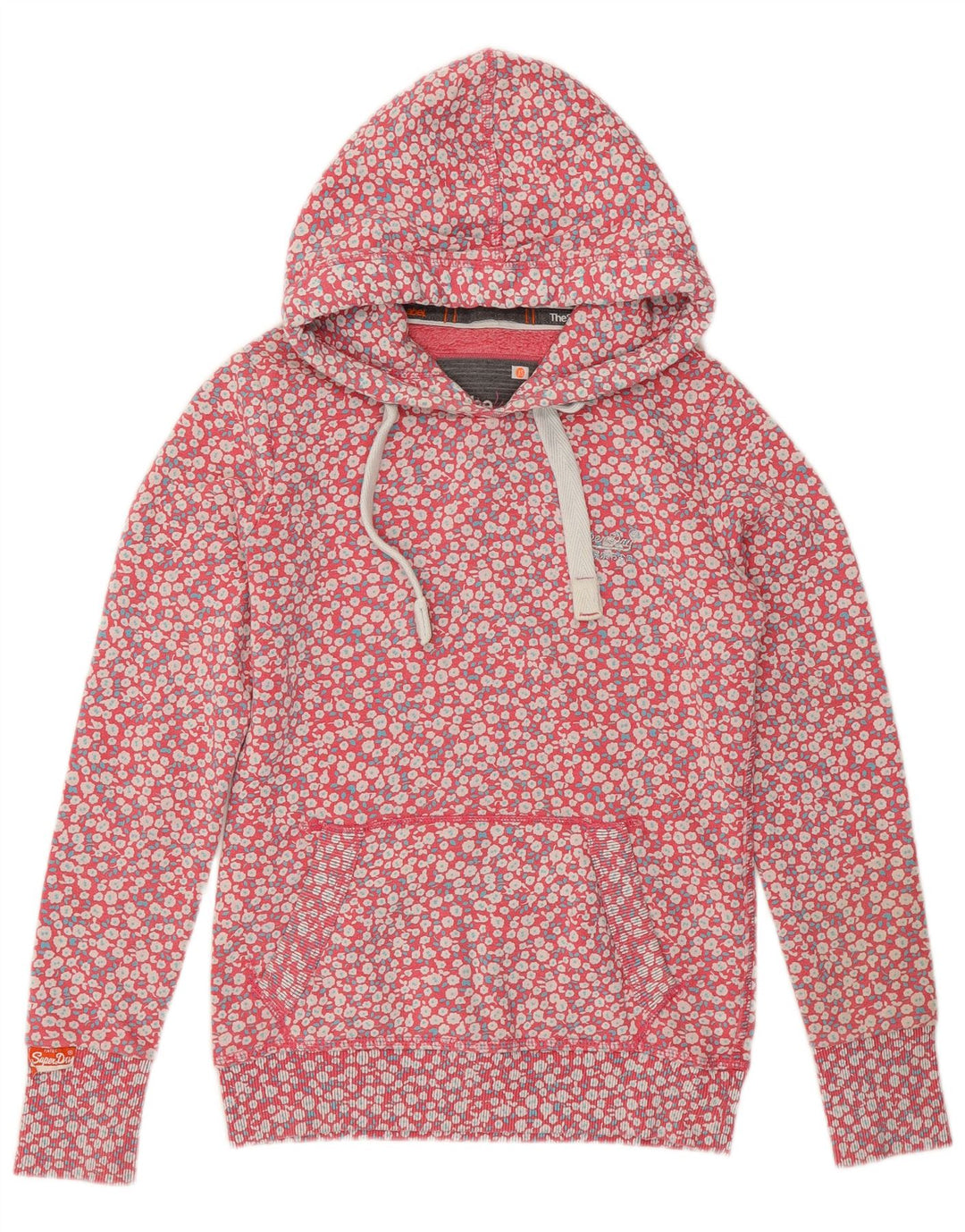 SUPERDRY hættetrøje til kvinder UK 6 XS Pink Blomsterbomuld
