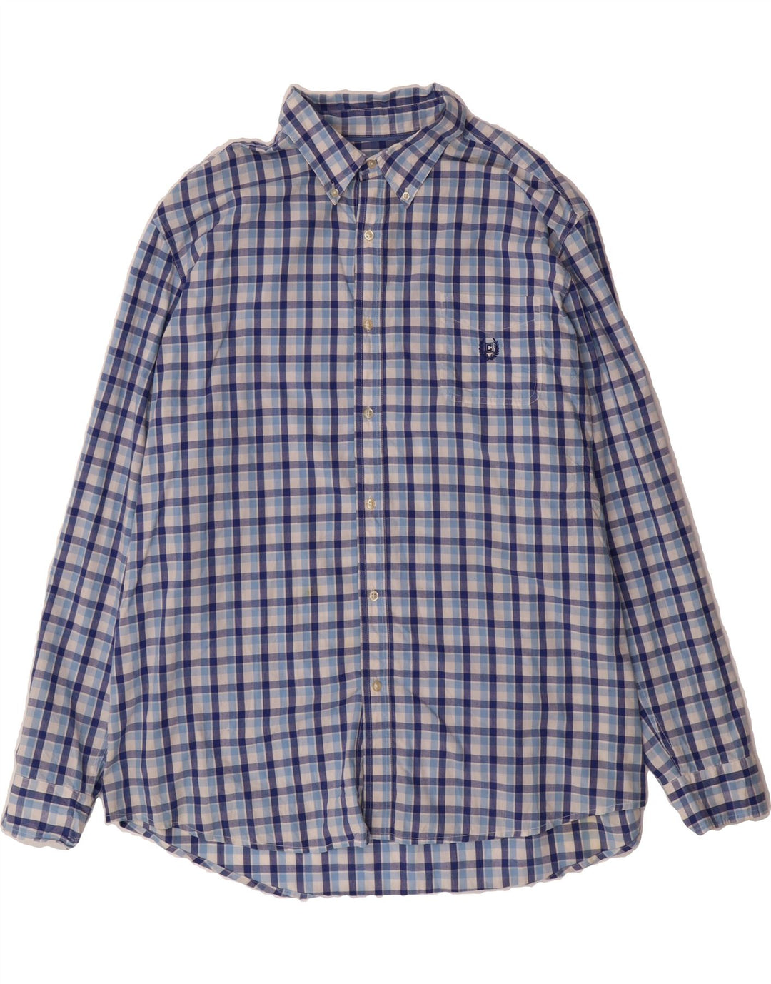 CHAPS Mens Big & Tall Shirt 3XL Blue Check Cotton Vintage Chaps and Second-Hand Chaps from Messina Hembry 