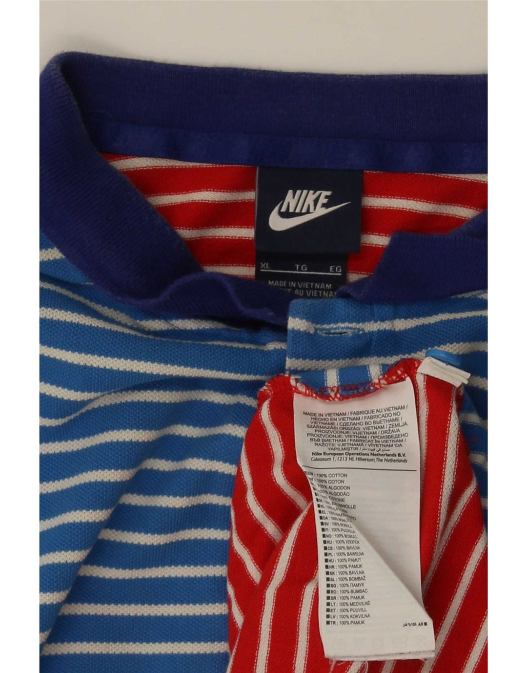 Nike herre poloshirt XL flerfarvet stribet bomuld