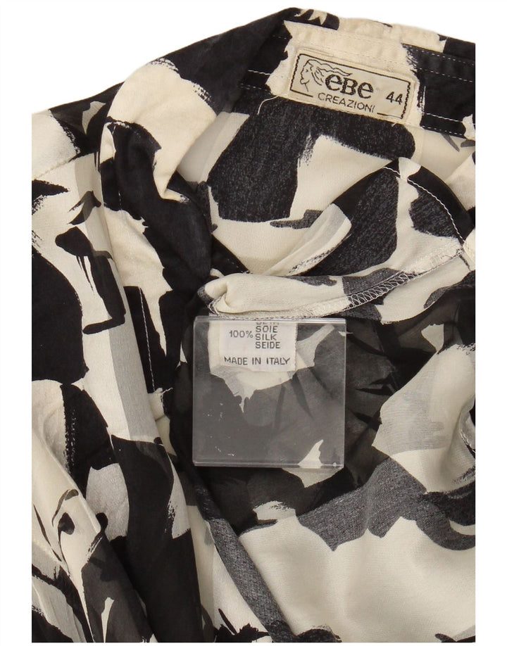 Vintage kvinders abstrakt mønster gennemsigtig skjorte bluse IT 44 Medium Sort