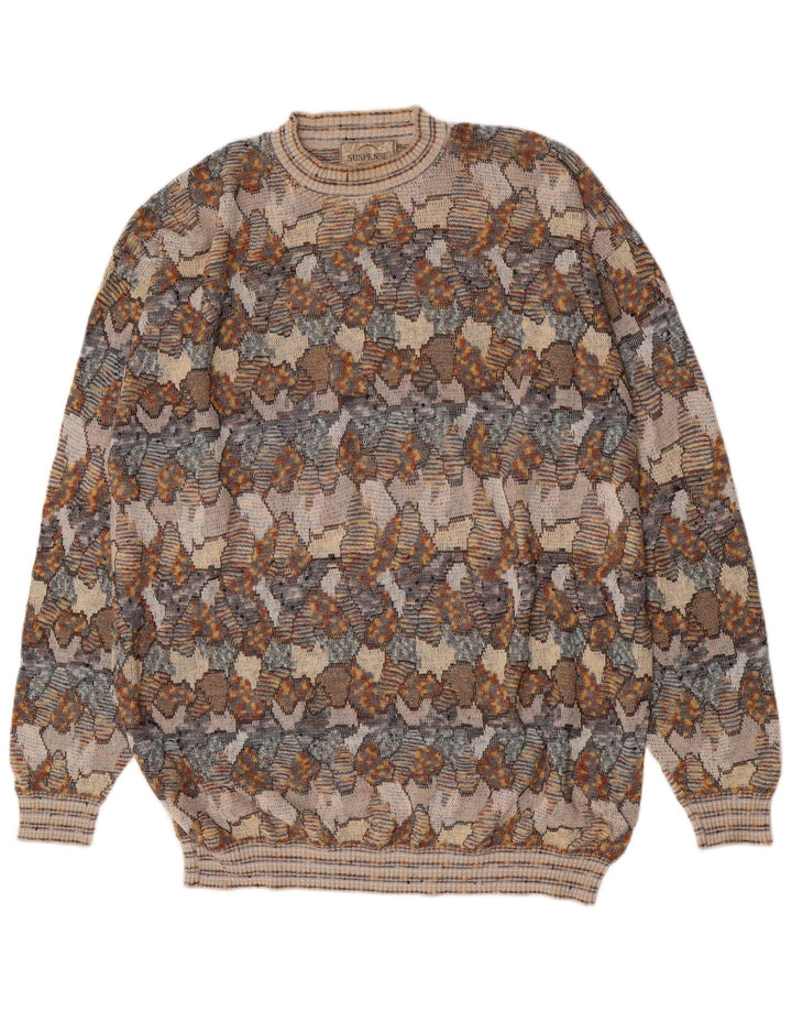 Suspense Herre abstrakt mønster rund hals sweater IT 54 XL grå