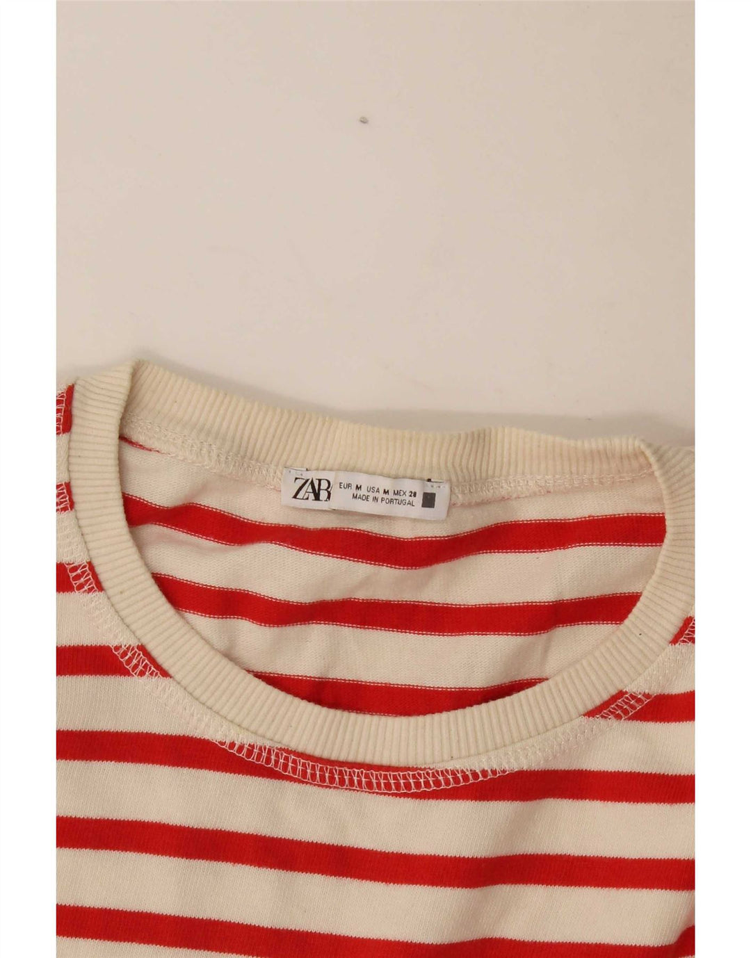 Zara Dame Top Langærmet UK 14 Medium Off White Stribet