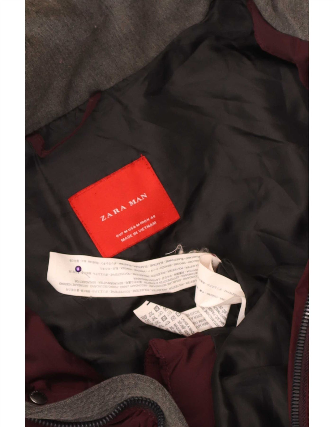 Zara Polstret Herrejakke UK 38 Medium Maroon Polyester