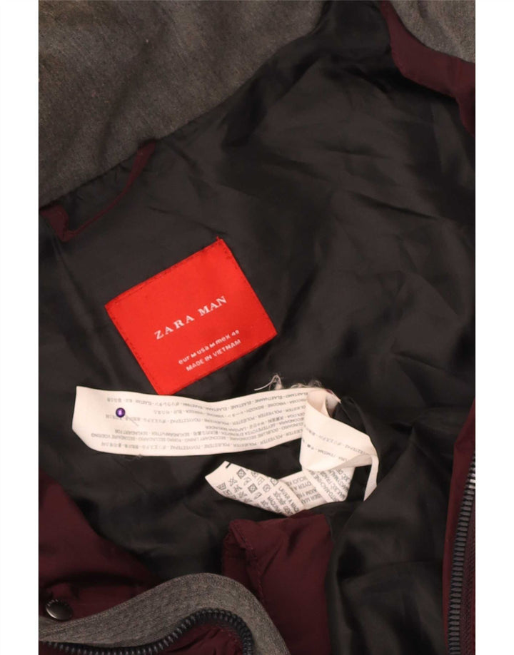 Zara Polstret Herrejakke UK 38 Medium Maroon Polyester