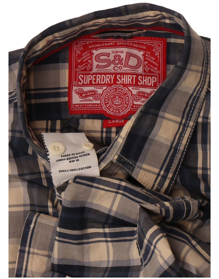 Superdry herreskjorte stor blå ternet bomuld