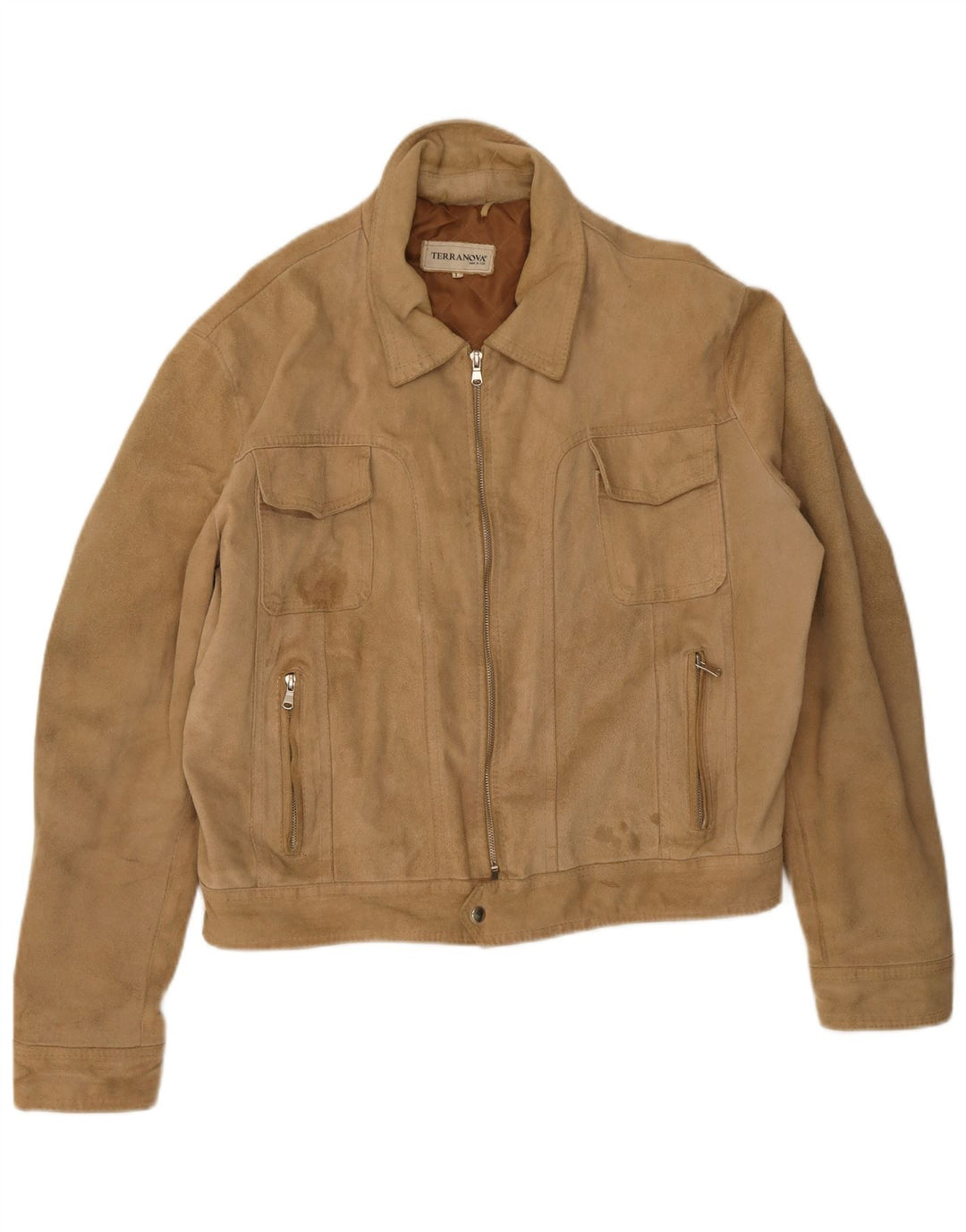 Terranova Herre Bomber Ruskindsjakke UK 40 Large Beige