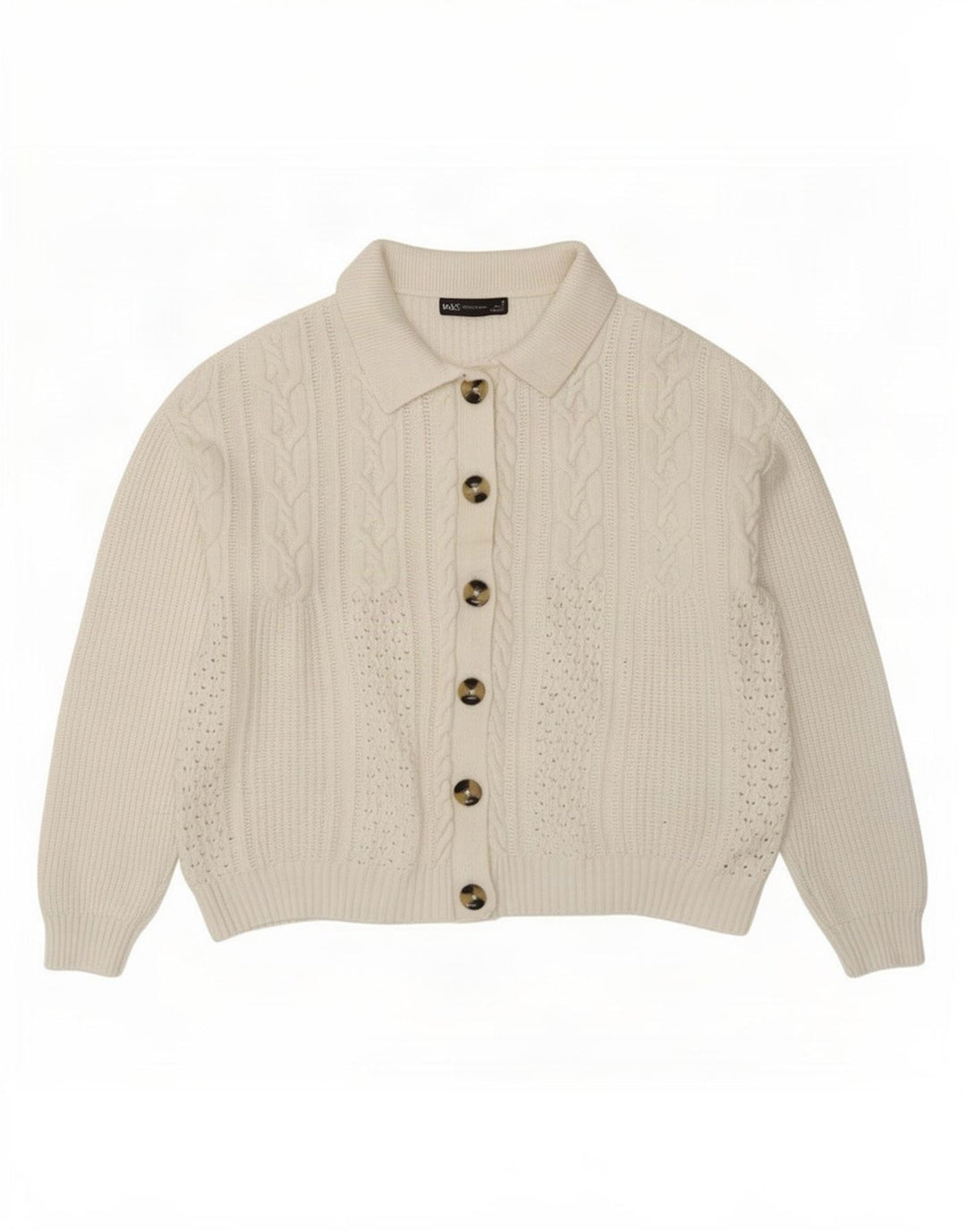 Marks & Spencer Dame Cardigan Sweater UK 14 Medium White Viscose