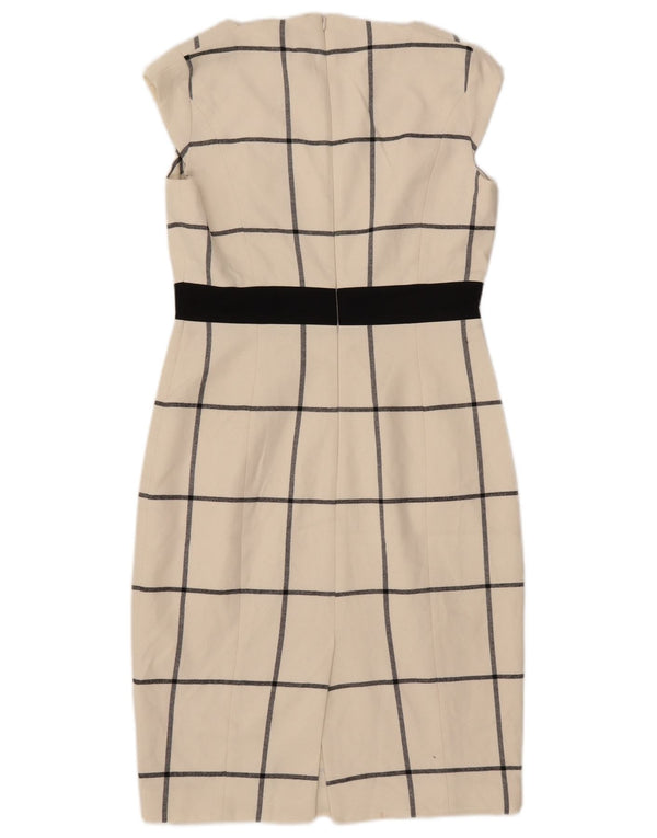Karen Millen Womens Sheath Dress UK 10 Small Off White Ternet polyester