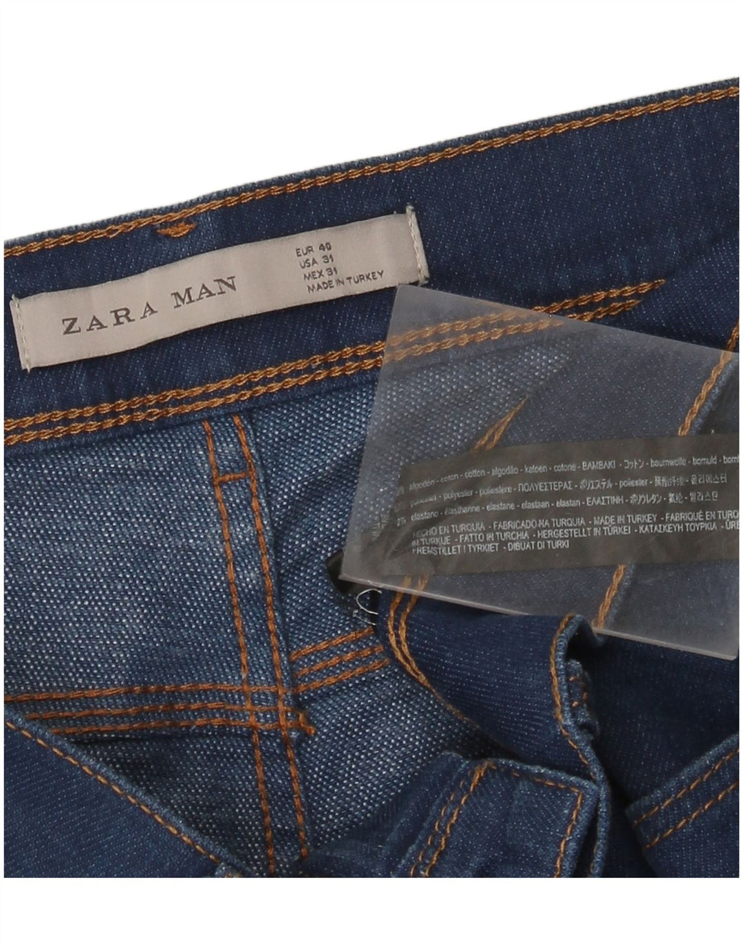 Zara Herre Slim Jeans EU 40 Medium W31 L31 Marineblå Bomuld