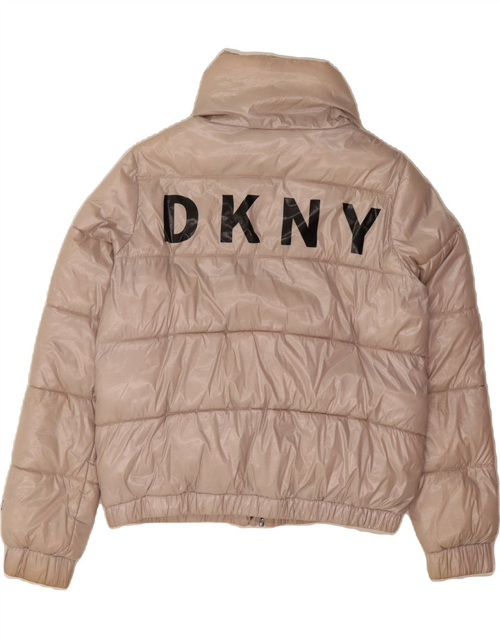 DKNY Womens Graphic Oversized Padded Jacket UK 10 Small Pink Polyester Vintage Dkny and Second-Hand Dkny from Messina Hembry 
