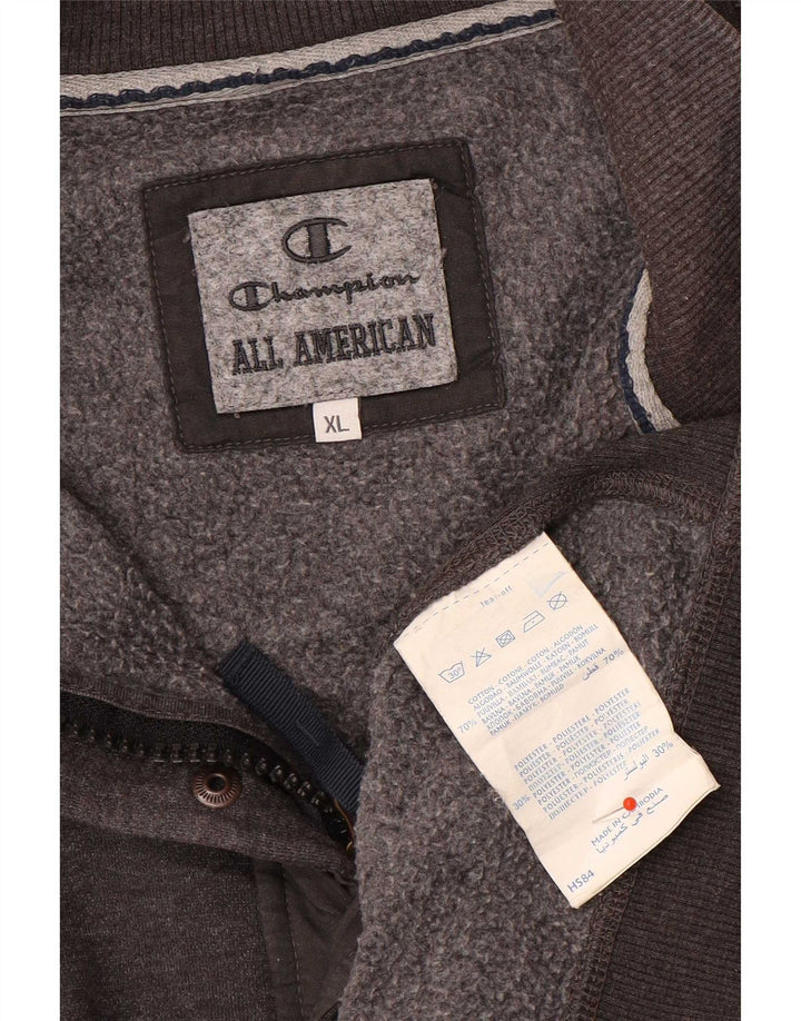 Champion Herre 1/4 Zip Sweatshirt Jumper XL Grå Bomuld