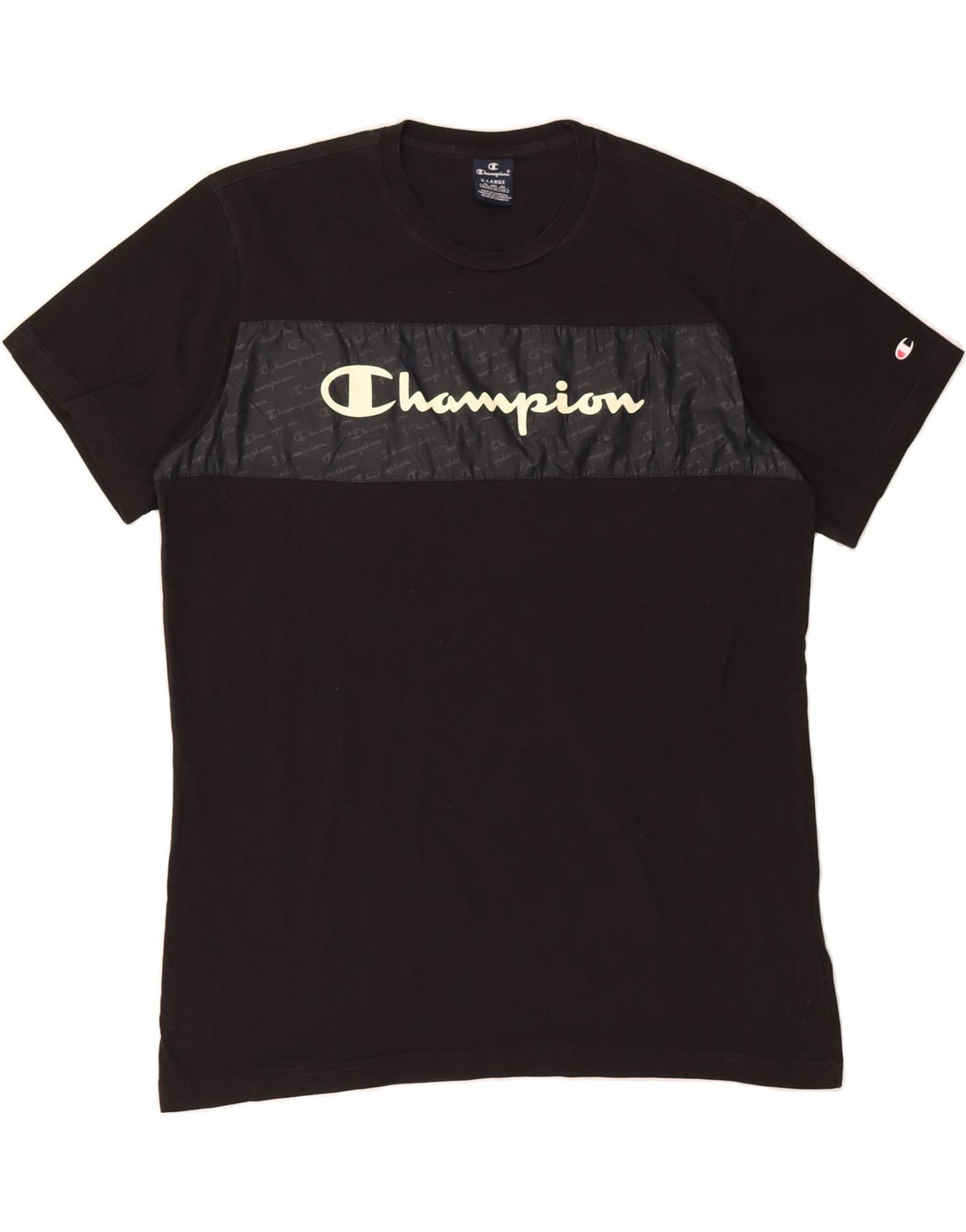 CHAMPION Mens Graphic T-Shirt Top XL Black Cotton Vintage Champion and Second-Hand Champion from Messina Hembry 