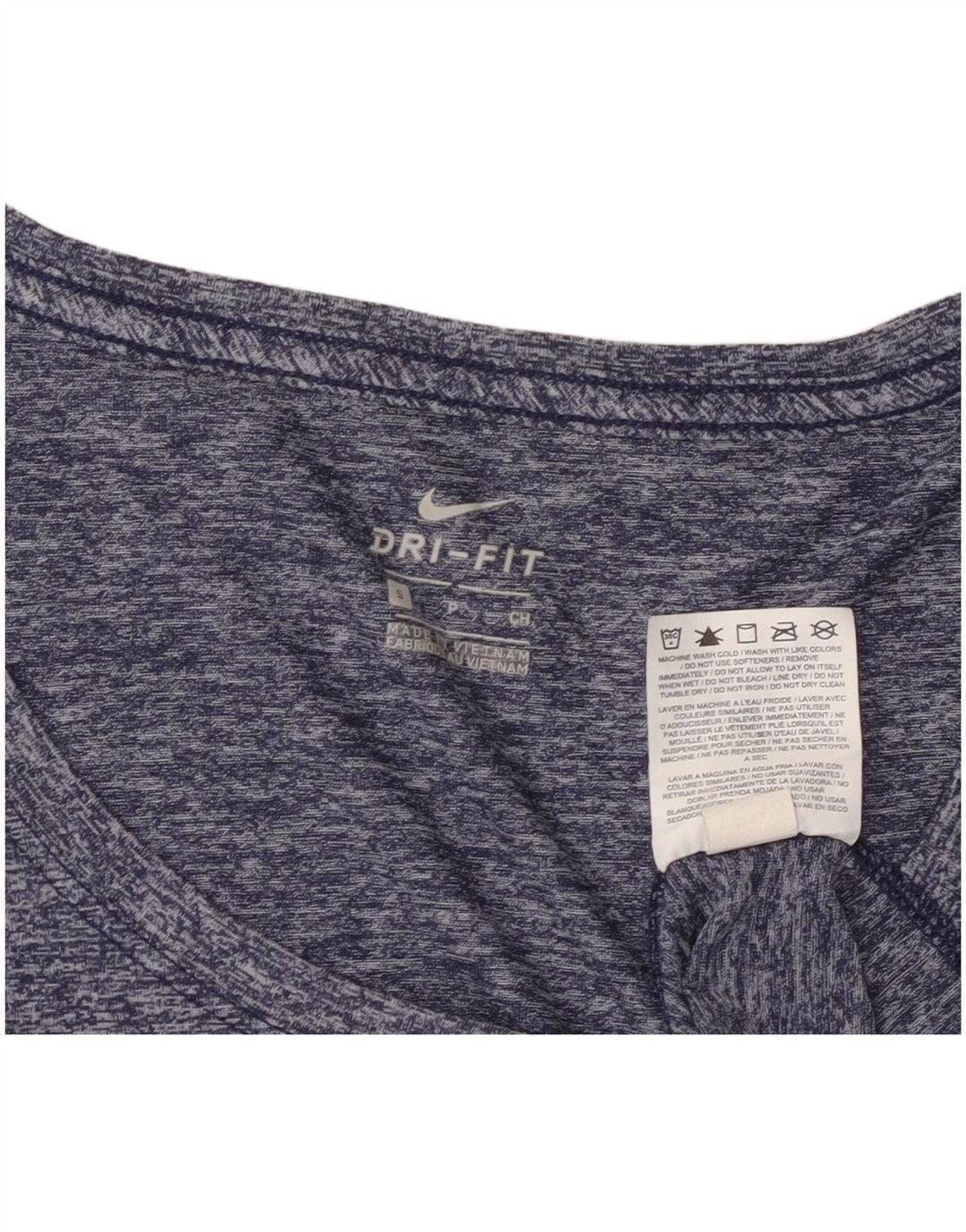 Nike Dame Dri Fit T-Shirt Top UK 10 Small Navy Blue Flecked Polyester