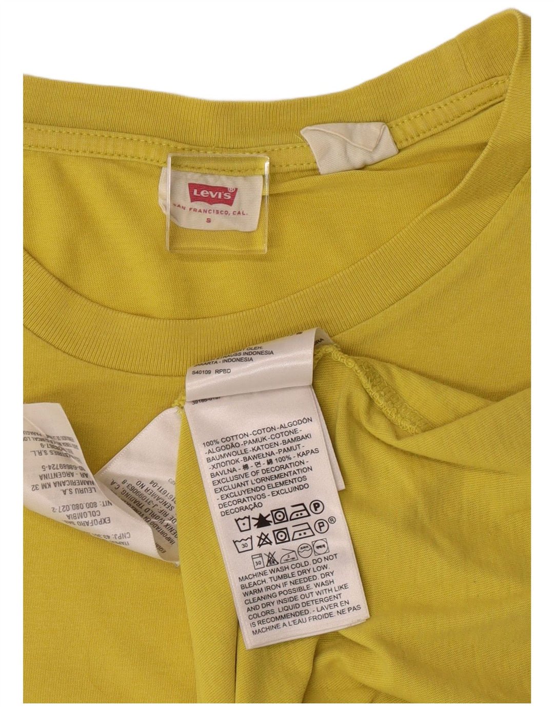 LEVI'S Herre T-Shirt Top Lille Gul Bomuld