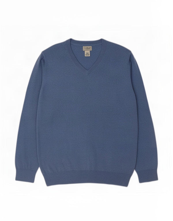 L.L.Bean Herre V-hals sweater XL Blå Bomuld
