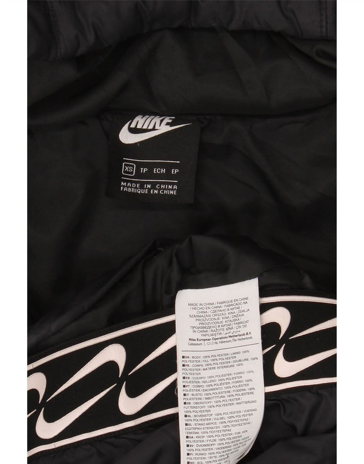 Nike grafisk polstret hættejakke til kvinder UK 6 XS sort polyester