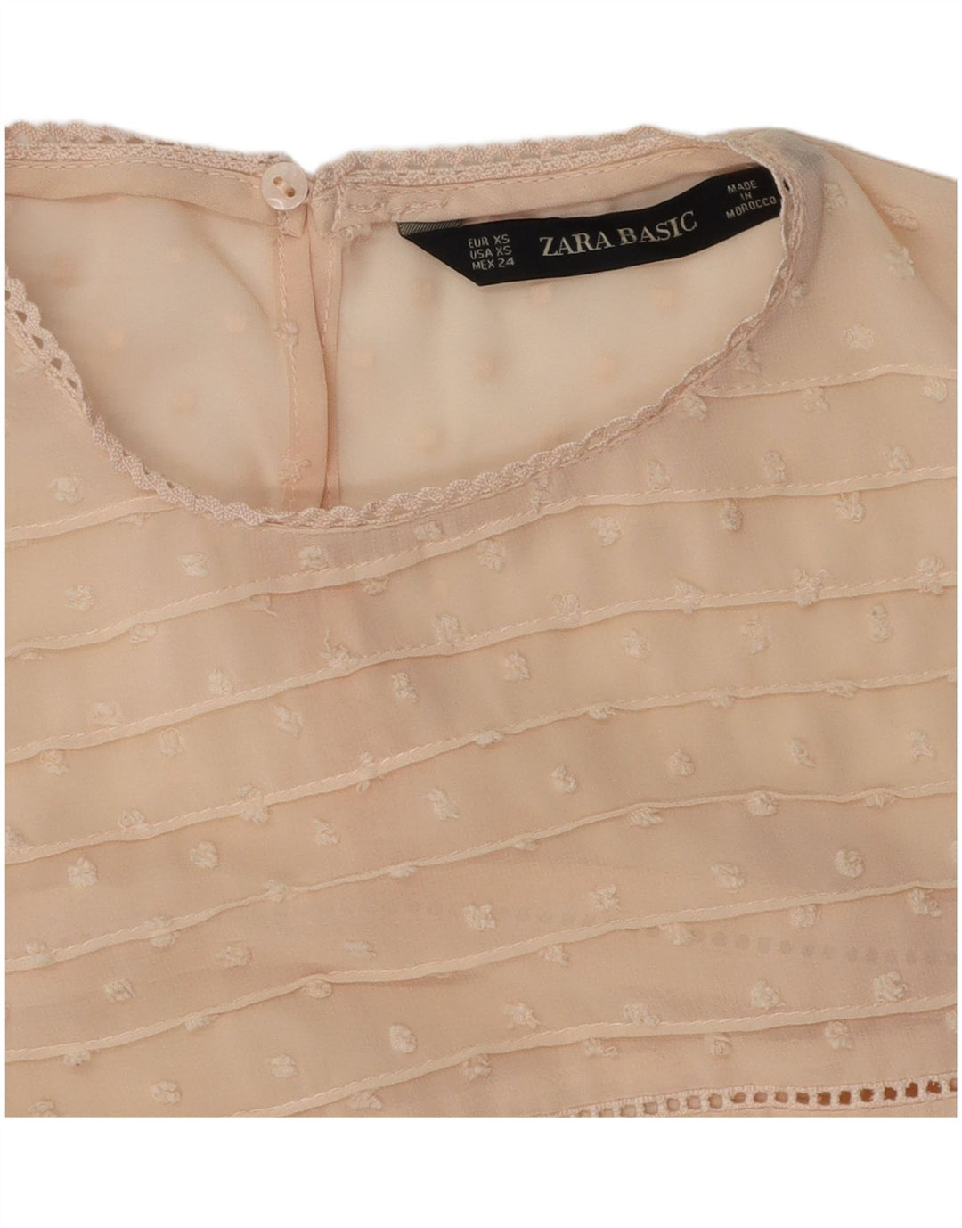 ZARA Dame Oversized se Gennem ærmeløs bluse Top UK 6 XS Beige