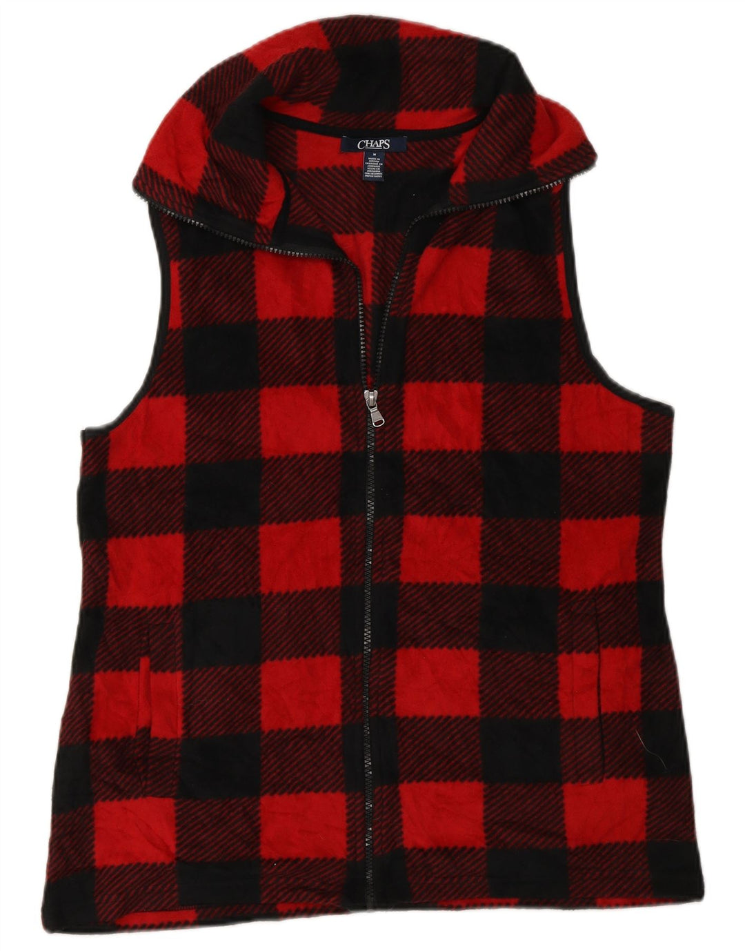 Chaps Dame Fleece Gilet UK 14 Medium Rød Gingham Polyester