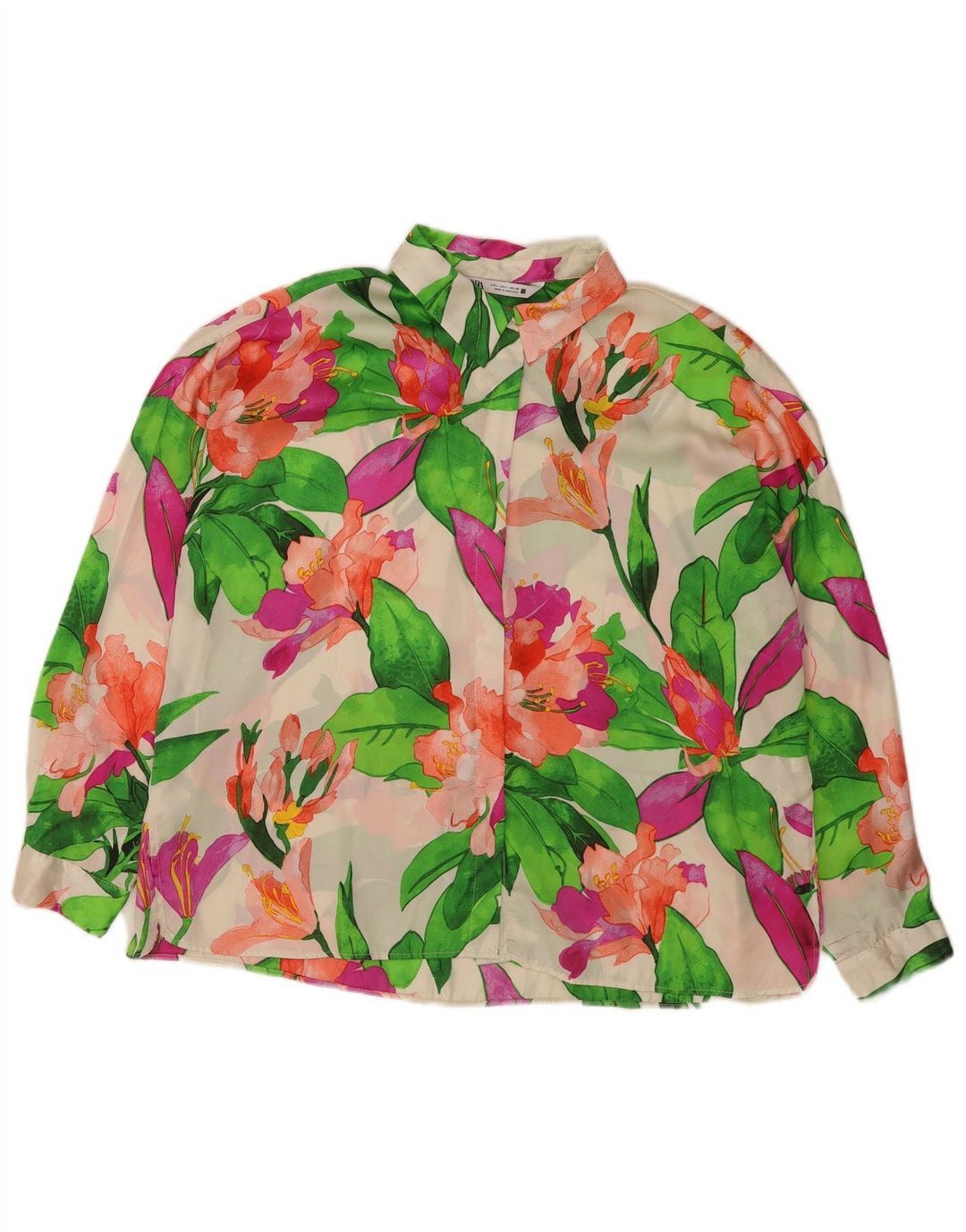 Zara Dame Oversized Shirt Bluse UK 16 Large Multicolored Floral