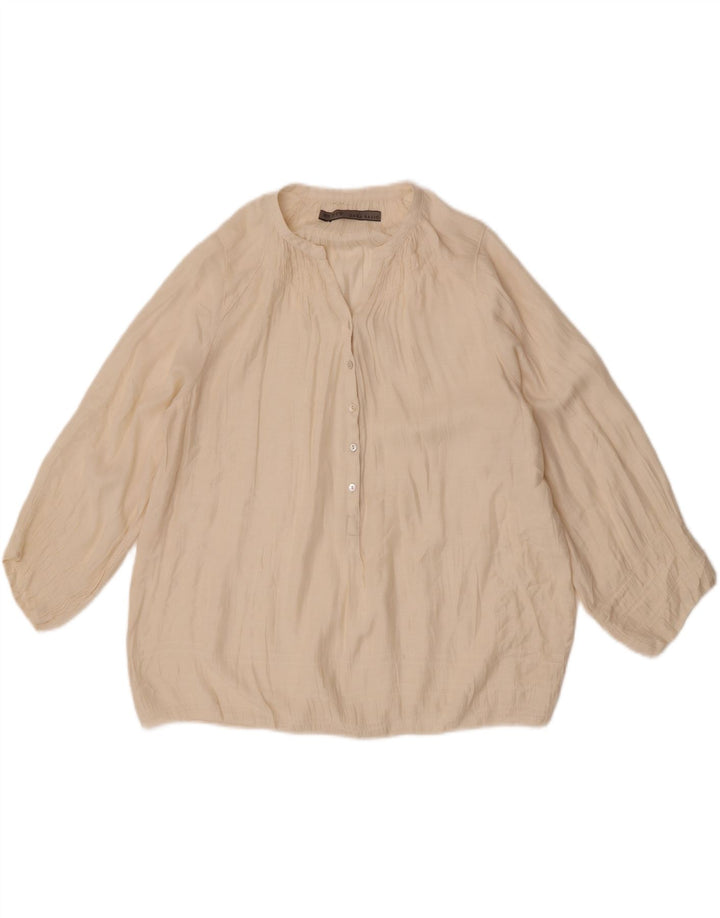 Zara Dame 3/4 ærmet bluse Top UK 14 Medium Off White