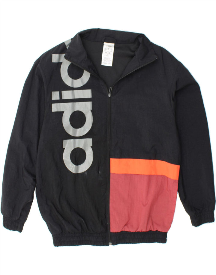 ADIDAS Womens Oversized Tracksuit Top Jacket UK 4/6 XS Black Colourblock Vintage Adidas and Second-Hand Adidas from Messina Hembry 