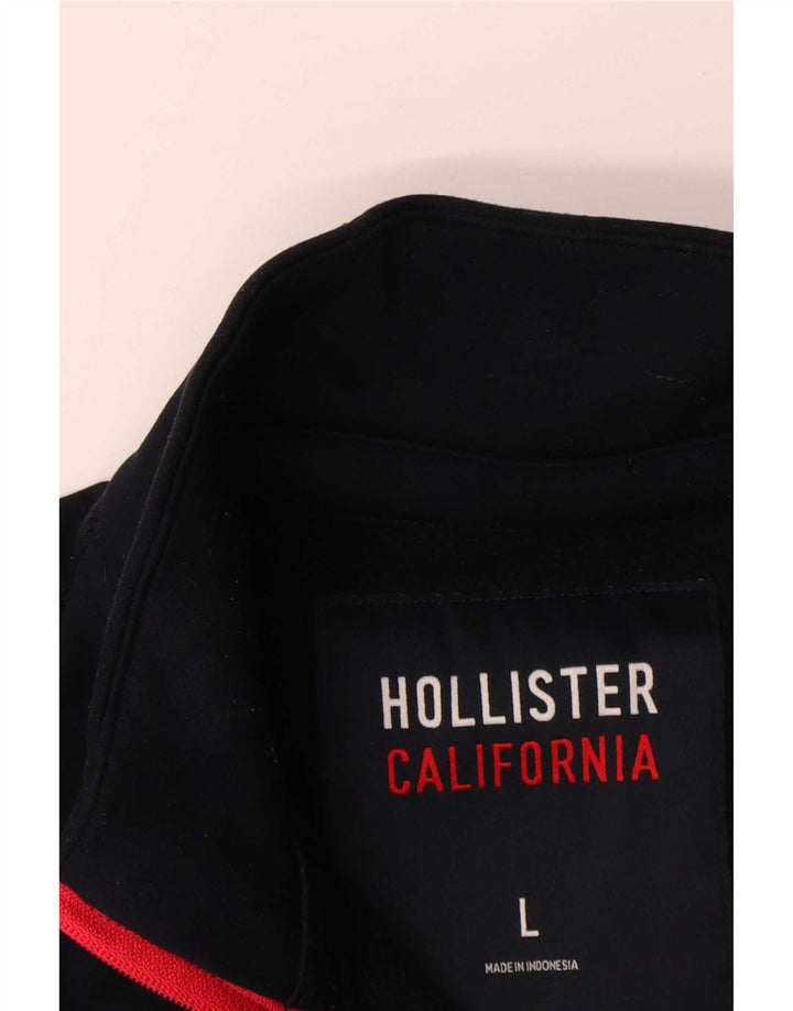 Hollister Herre Zip Neck Sweatshirt Jumper Large Navy Blue Polyester