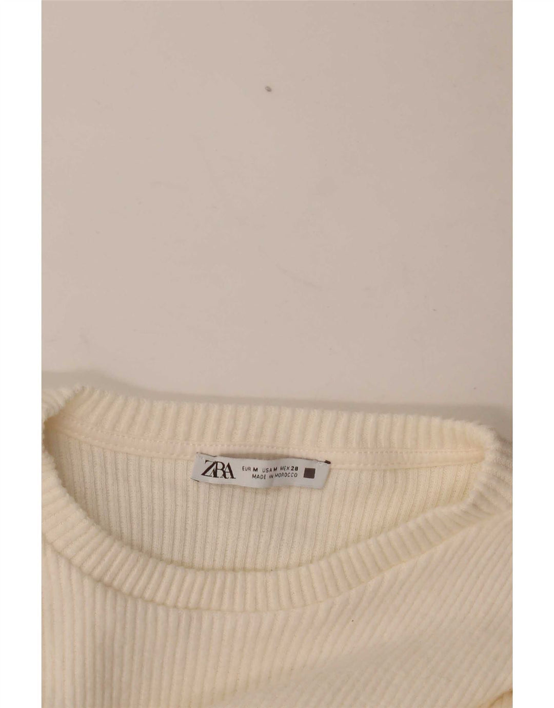 Zara Dame Pullover Top Langærmet UK 12 Medium Off White