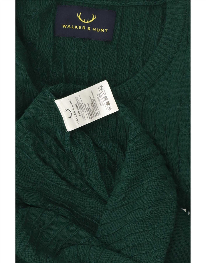 Vintage sweater med rund hals til mænd mellemgrøn bomuld