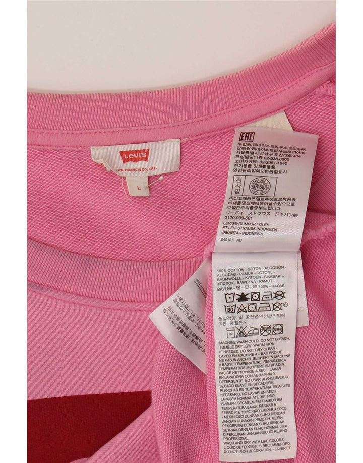 Levi's Womens Grafisk Oversized Sweatshirt Jumper UK 16 Large Pink Bomuld