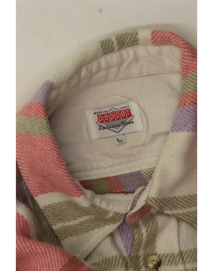 Vintage herre flannel skjorte stor pink ternet akryl